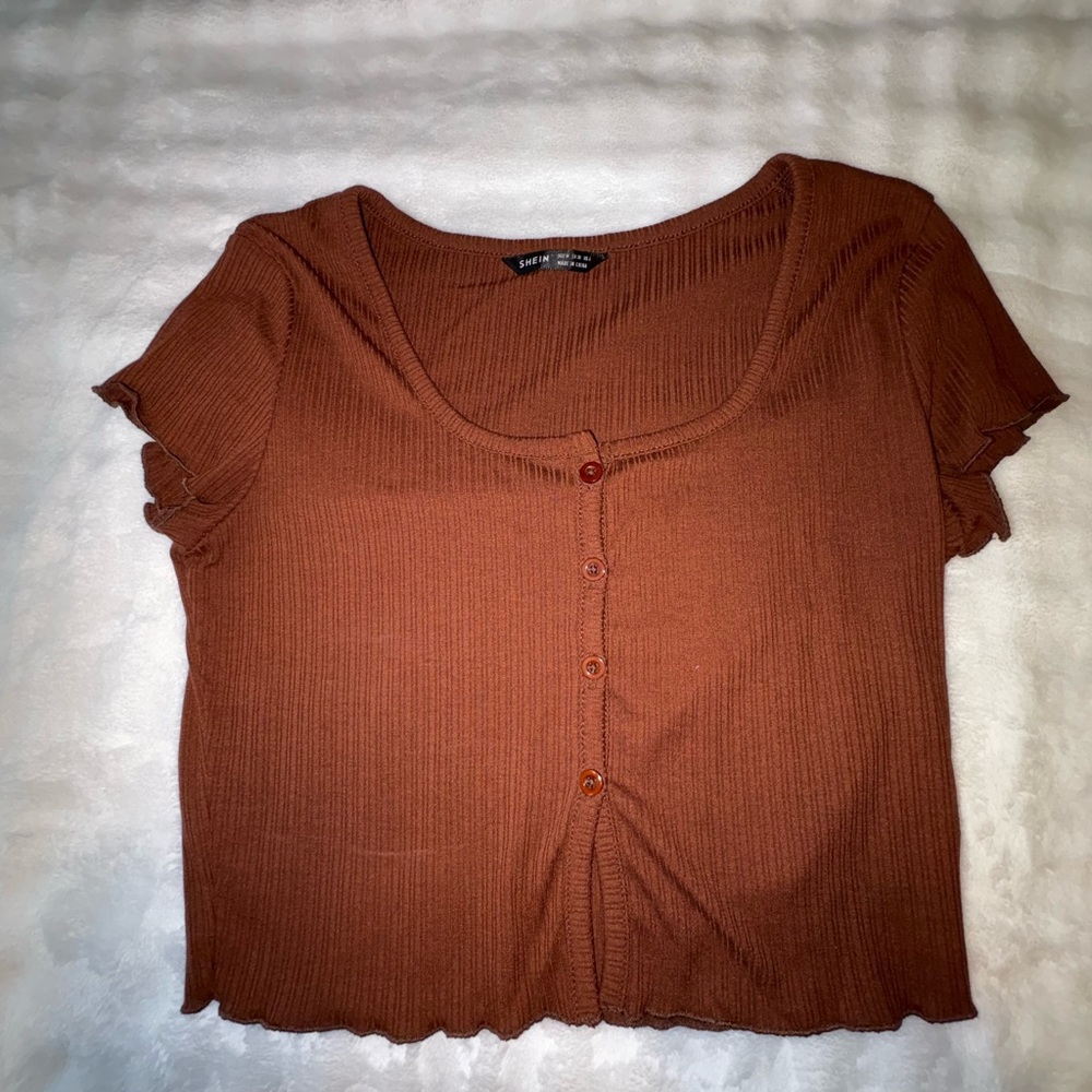 Ribbed Brown Crop Top